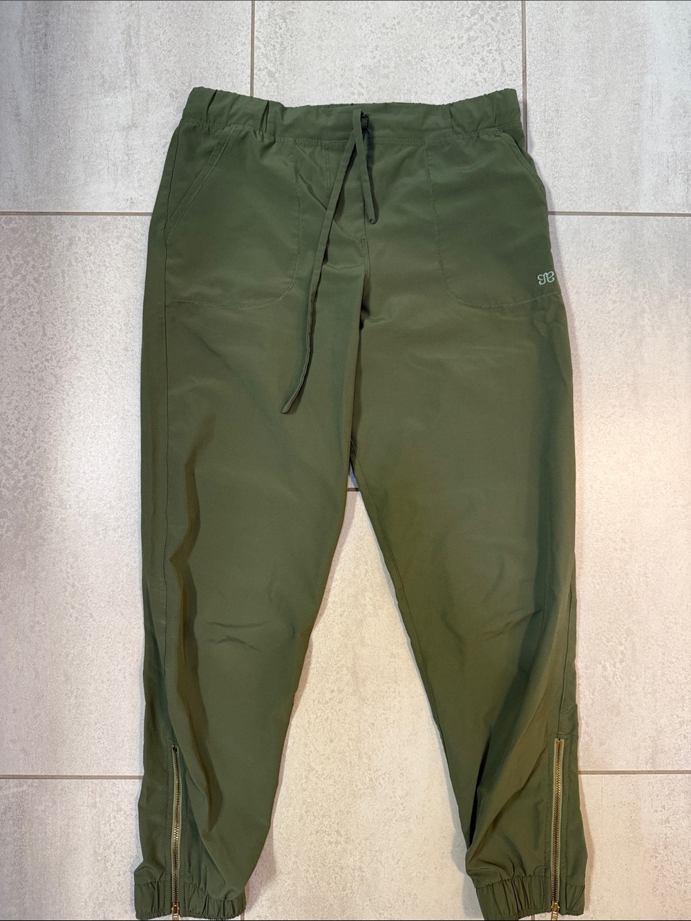 Albion Jetsetter Casual Drawstring Crop Jogger Pants - green/olive Sz XS